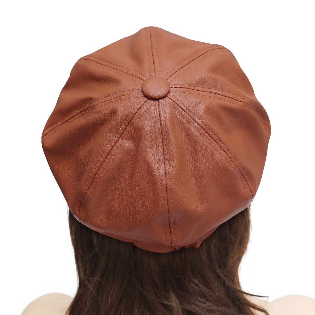 Womens PU Leather Newsboy Caps Gatsby Cabbie Hat for Girls 