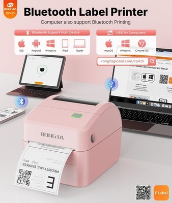Rongta 4x6 Bluetooth Shipping Label Printer for Amazon, Ebay, Tiktok, Etsy, USPS