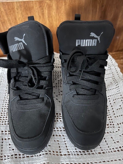 S Black Mid Top  Tennis Hiking Basketball Shoes Boots Size 1