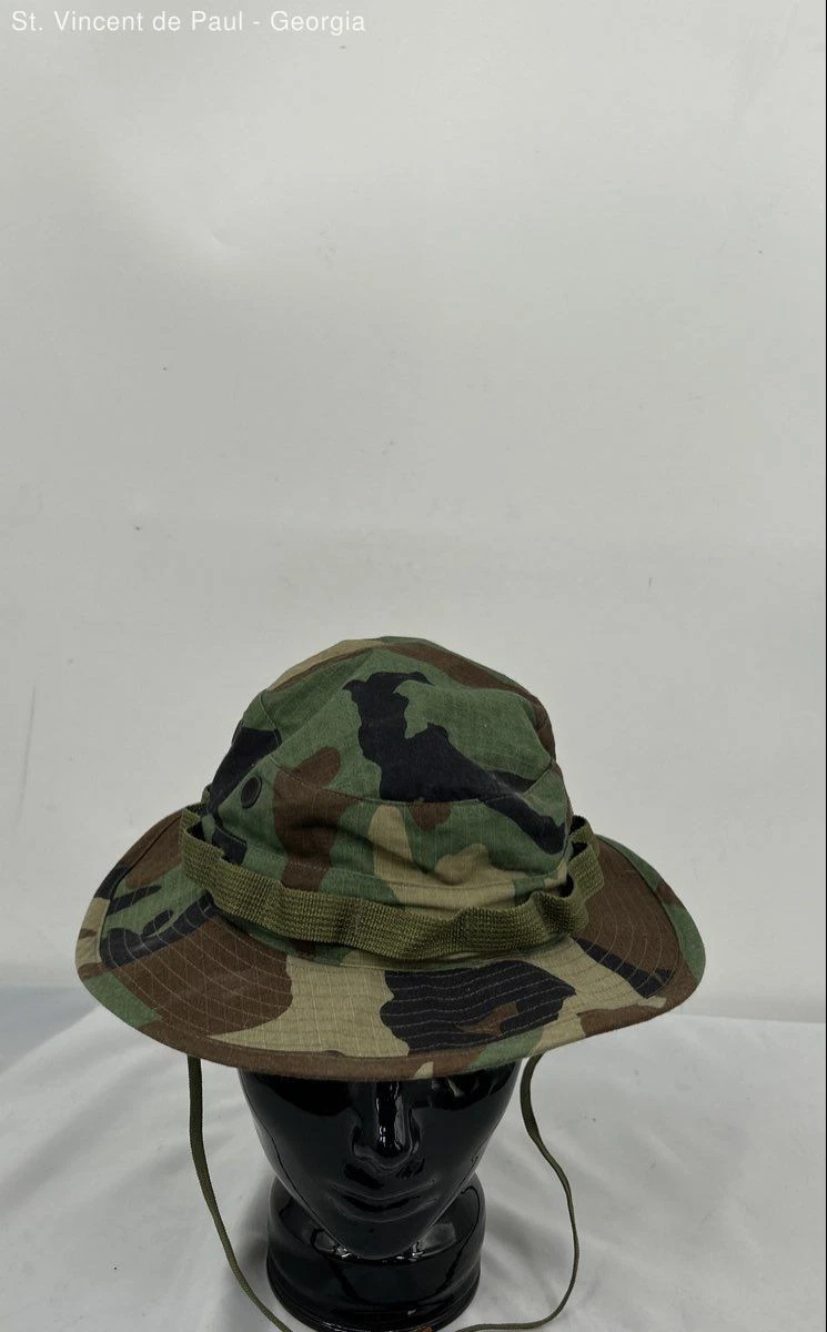 VTG Military Boonie Bucket Hat Cap Men Sz 7 Green Camo MIL-SPEC-H