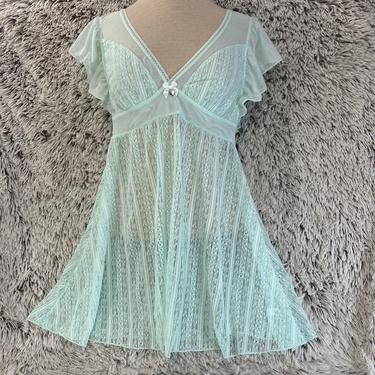 Chemise De Nuit Babydoll Betsey Johnson Intimates Fleurie Transparente - Taille S - Occasion Très Bon état