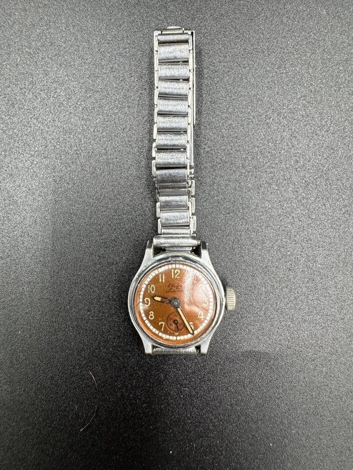 Reloj suizo vintage impermeable Eloga AS 964 15 joyas cuerda manual esfera de cobre en muy buena condición Foto 4 de 4