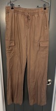 SANCTUARY Women's Wide Leg Drawstring Cargo Pants Brown Casual Lyocell Medium