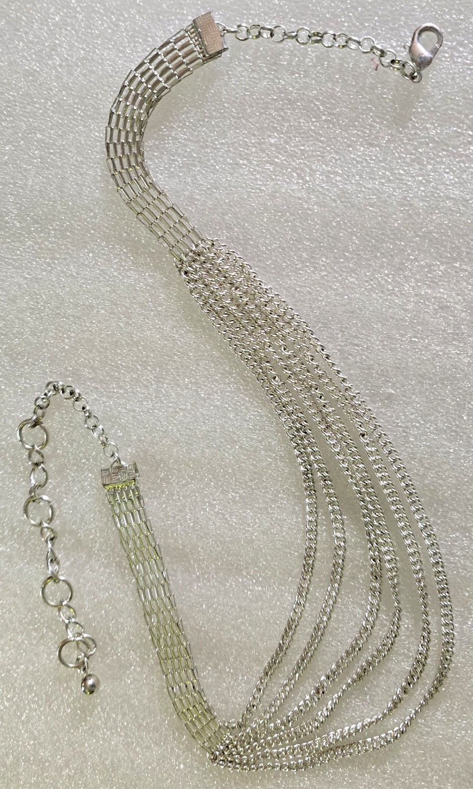 Vintage Silver Tone Multi Stranded Chains Bib Dan… - image 4