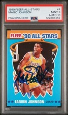 1990 Fleer All Stars #4 Magic Johnson auto signed card PSA DNA 9 10