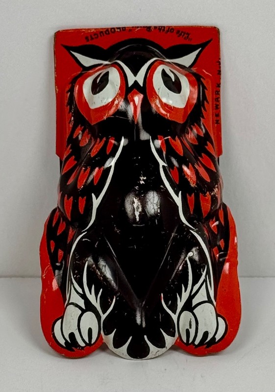 1950s Vintage Kirchhof Life of the Party Large Owl Clicker Noisemaker