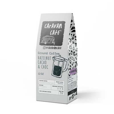 GROUND COFFEE 12OZ - HAZELNUT CACAO & CHOC [CARAVAN CAFE` ]
