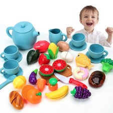 Silicone Tea Set, Silicone Tea Party Set, Pretend Play Tea Party Set for Girl...