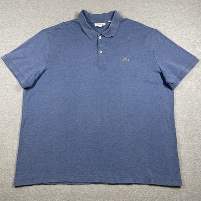 Lacoste Shirt Mens Size 7 XXL Blue Short Sleeve Knit Polo Solid Preppy Logo