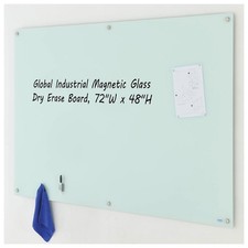 Global Industrial Magnetic Glass Dry Erase Board White 72 x 48