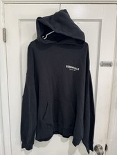 Fear of God Essentials Hoodie Men  s XL Black Cream Pullover Sweatshirt
