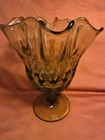 Fenton Glass Thumbprint in Colonial Green Handkerchief Swung Vase 7" tall