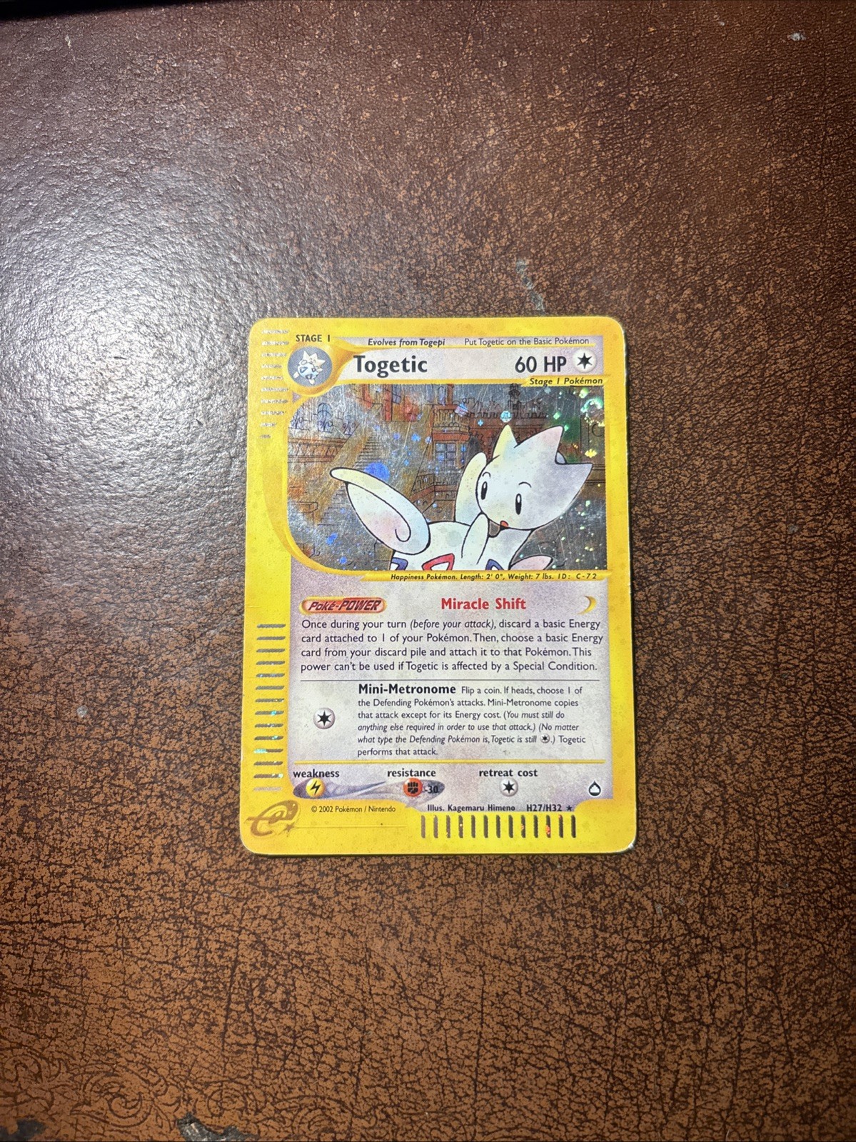 2002 Pokemon Aquapolis Holo Rare Card H27/H32 Togetic MP Condition