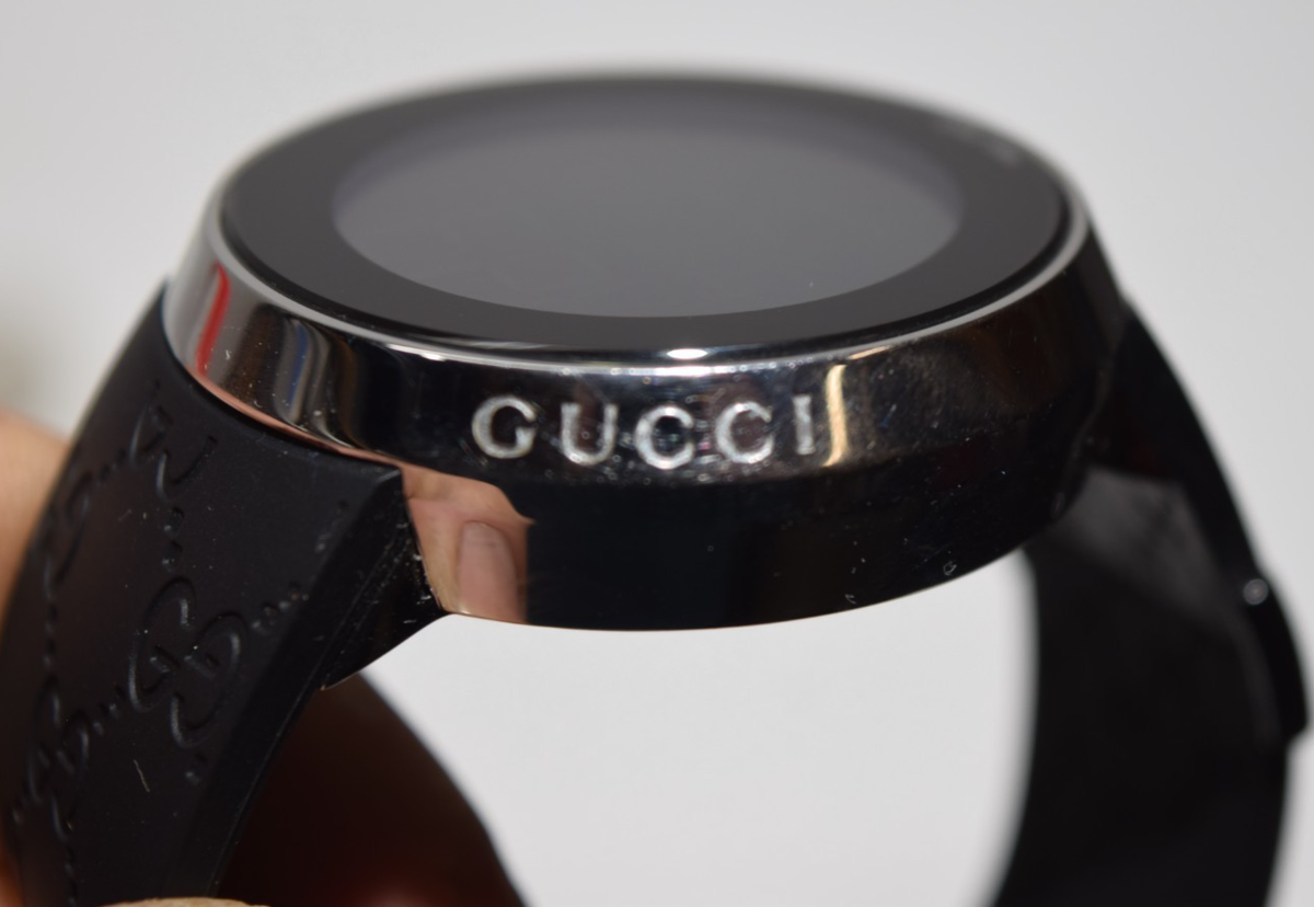 Gucci Digital Watch 114-2 Black/Silver NEW 45mm OEM SILICONE BAND