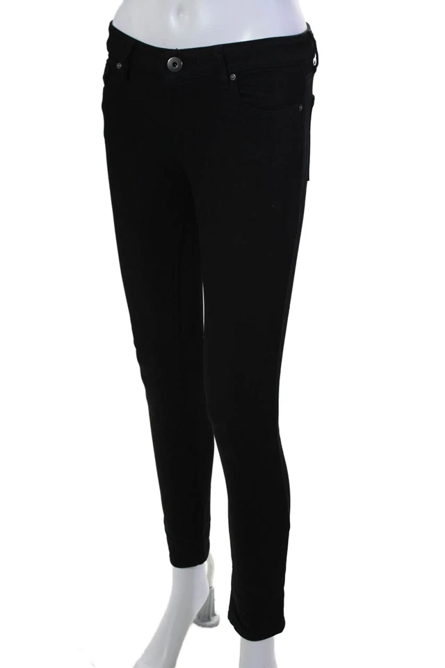 Pantalones sin cordones DL1961 para mujer con botones y cremallera negros talla 26 Foto 2 de 4