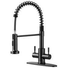 Kitchen Sink Faucet with Pull Down Sprayer, 2 Handles Pull Out Spring Sink Fa...