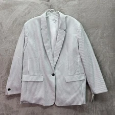 Bar III Blazer Womens XL Black White Stripe Suit Separates Jacket Career Office