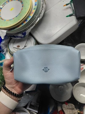 light blue Bash limited edition Mini Sac pouch with a textured leather N - Photo 1/4