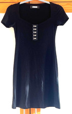 Reformation Women's Black Ribbed Short Sleeve Tencel A-line Dress Size XS