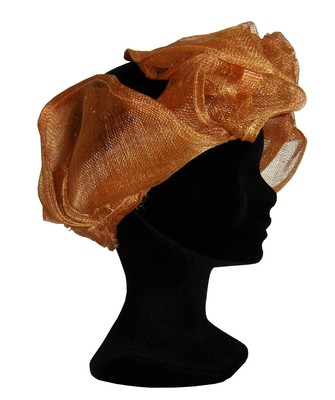 Chapeau De Cérémonie Pour Femme Orange Rouille - Taille XS/S - Fabriqué En France - Occasion Parfait état