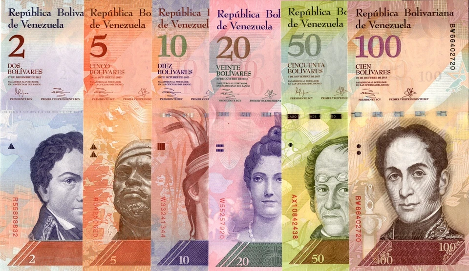 Venezuela JUEGO COMPLETO 2-100.000 Bolívares y 2-500 Soberano, 21 Piezas Billetes UNC Foto 3 de 4