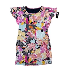 NWT MSK Crepe Ruffle Sleeve Dot Floral Dress Size 10 Short Length Lined