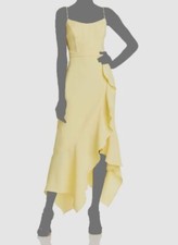 $248 Aqua Dresses Women's Yellow Sleeveless Ruffled Midi Dress Size 4