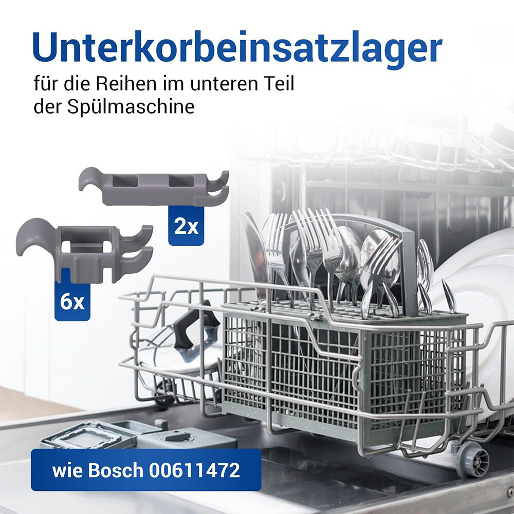Cuscinetti Cestello Kit Ganci Cestello Lavastoviglie Per Bosch E Siemens - Ricambi Originali 8 Pezzi Ricambi Lavastoviglie Originali - Foto 2