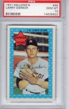 1971 Kellogg Baseball PSA 10 Gem Mint #48 Larry Dierker SO 875 Pop 2