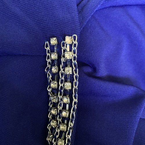 MSK Womens Blue Chandelier Necklace Cocktail Dress with Flutter Sleeve Size S - Picture 8 of 8