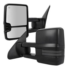 Power Heated Running Signals Light Towing Mirrors Black For 07-17 Toyota Tundra