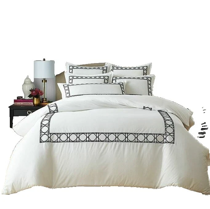 NOVEDAD 100% Cotton Fill Negro Fundas De Edredón y Juegos de Cama