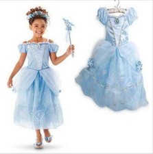 Kids Girls Princess Costume Fairytale Dress Up Belle Cinderella COS