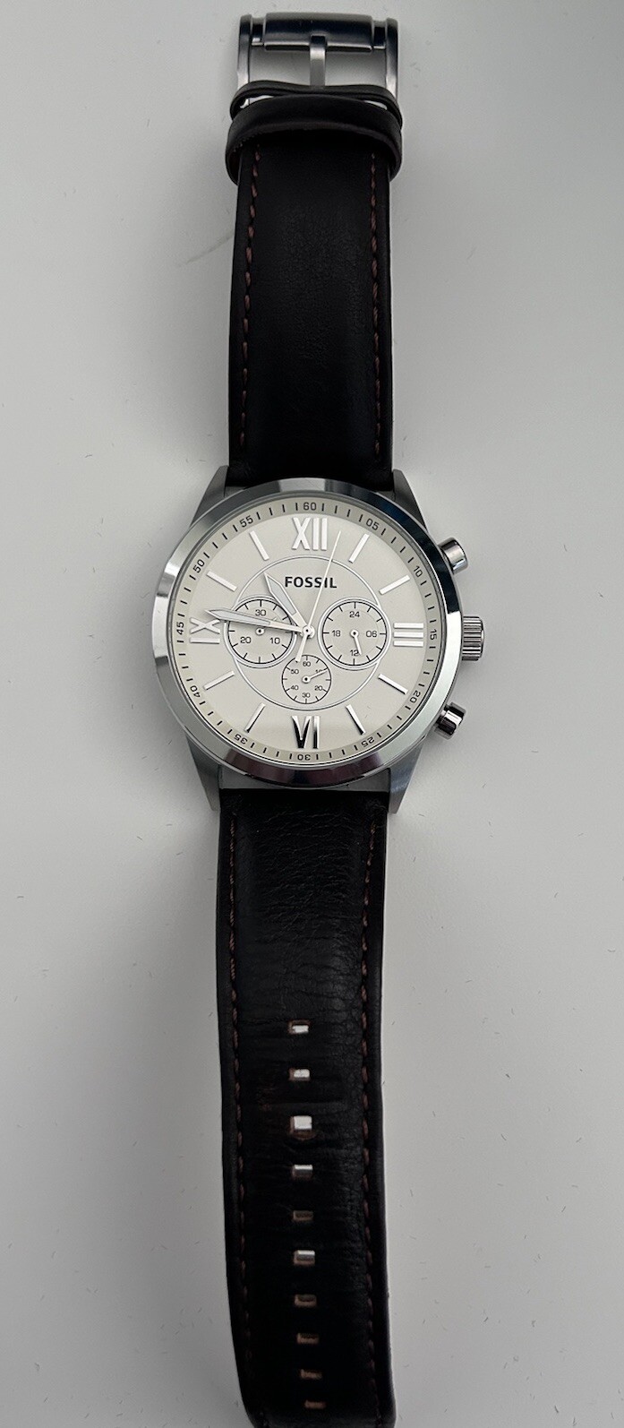 Fossil Flynn Chronograph Mens Brown Leather Strap Quartz Watch BQ1129 5 ATM Water Resistant