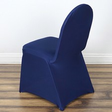 10 Navy Blue Spandex Fitted Banquet Chair Covers Wedding Reception Decorations