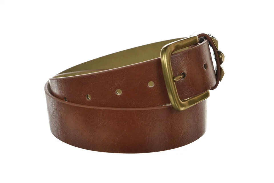 Cinturón para mujer Betsey Johnson talla S marrón ancho medio latón tachonado informal Foto 3 de 4