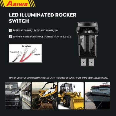 Polaris Rocker Switch Blue LED Rocker Toggle Switch For Polaris RZR, Ranger, General - Light Bar Control (SIW100W114) LED Rocker Switch Blue - Foto 2