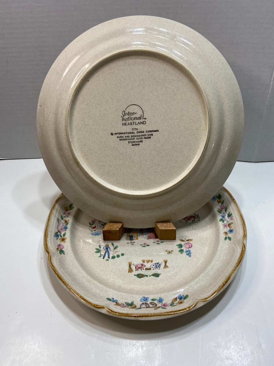 2 Pc International China HEARTLAND 7774 Dinner Plates Stoneware