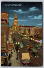 California San Jose 1st Street Looking North #605 Postcard, I23