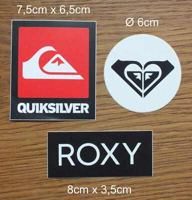 3 Stickers Decals Roxy Quiksilver Surf Windsurf Skateboard Skate BMX