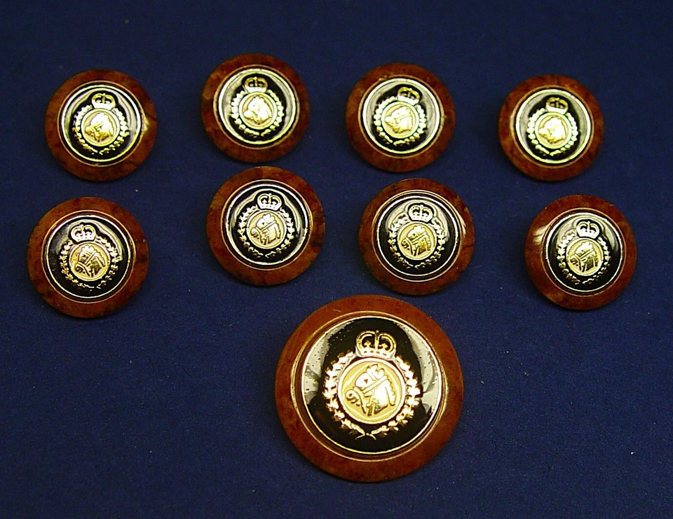 VITALE BARBERIS CANONICO replacement buttons 9 black /white enamel Tan stone rim - Image 3 of 4