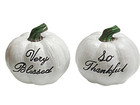 SET OF 2 SO THANKFUL VERY BLESSED 3.5" SENTIMENT PUMPKIN WHITE FALL THANKSGIVING