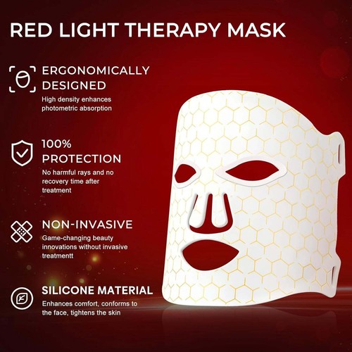 LED Face Mask Light Therapy Red Light Rejuvenation Wrinkle AntiAging Beauty Gift - Picture 5 of 9