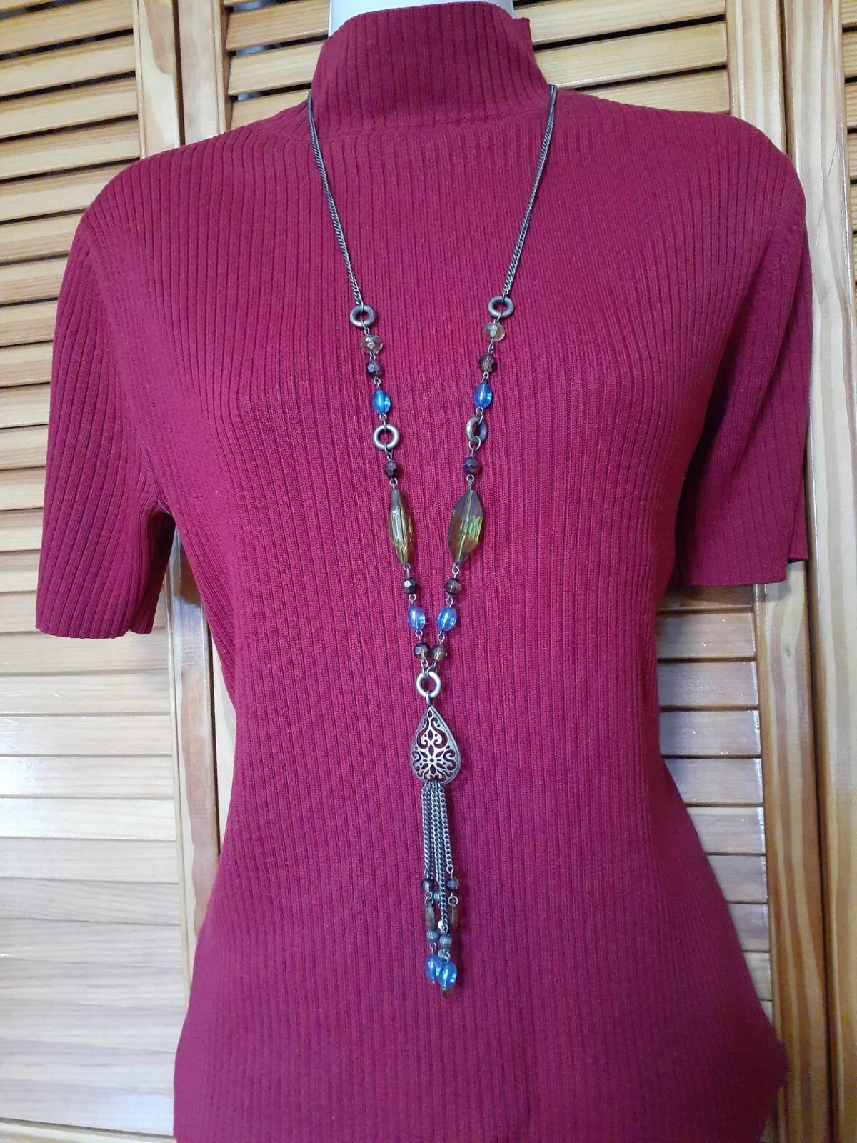 Multi-colored Necklace 22"+ adjustable, Lobster c… - image 2