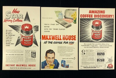 1955 MCM Maxwell House Instant Coffee Good To Last Drop Print Advertising 659A