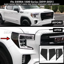 For 2019-21 GMC Sierra 1500 Headlight SMOKE Front Amber Overlay Tint Vinyl at4
