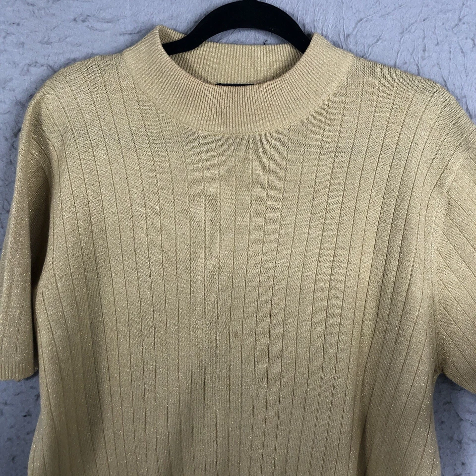Suéter Vintage Metálico Dorado Para Mujer 1X Talla Grande Retro Años 80 Vacaciones de Navidad Foto 2 de 4