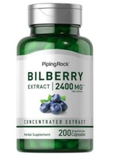 Bilberry Extract Capsules 2400mg  200 Count  Non-GMO  by Piping Rock