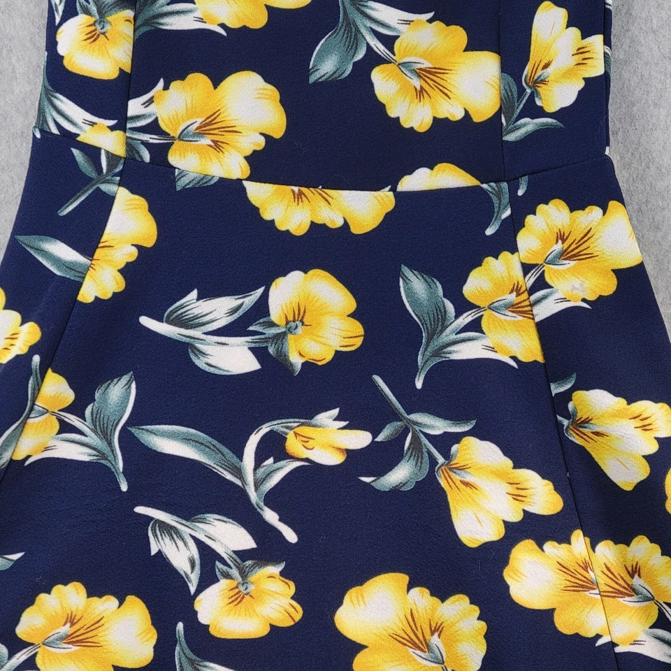 Miss Valley Dress Junior Girls Sz Medium M Navy Yellow Floral Sleeveless Party - Image 3 of 4