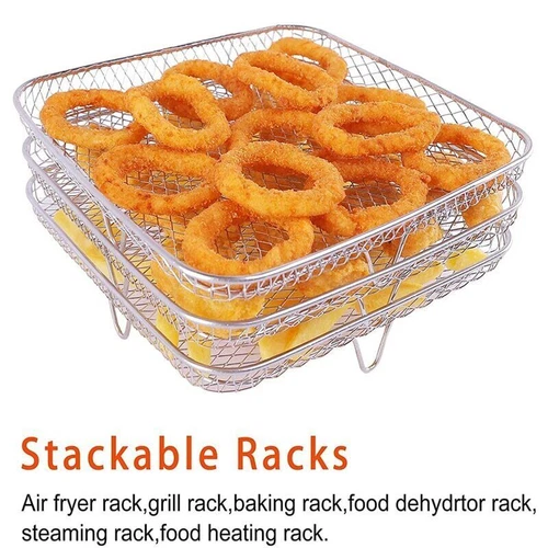 Air Fryer Rack Tray Stainless Steel Steaming Racks Air Fryer Tools Baking Pan - Bild 2 von 9